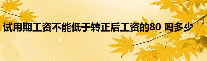 试用期工资不能低于转正后工资的80 吗多少