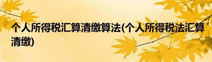 个人所得税汇算清缴算法(个人所得税法汇算清缴)