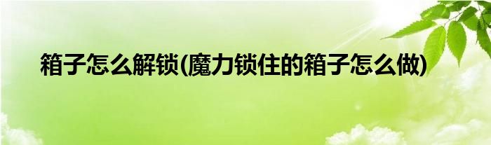箱子怎么解锁(魔力锁住的箱子怎么做)