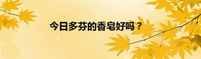 今日多芬的香皂好吗？