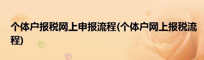 个体户报税网上申报流程(个体户网上报税流程)