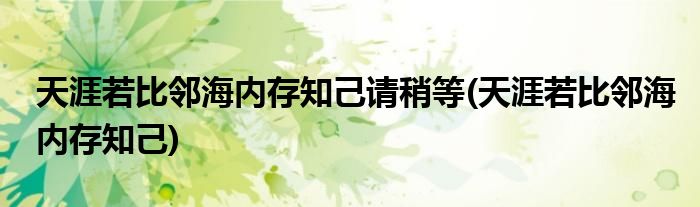 天涯若比邻海内存知己请稍等(天涯若比邻海内存知己)
