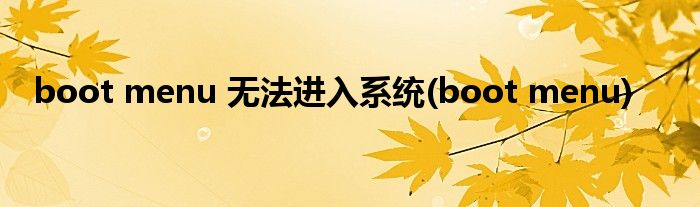 boot menu 无法进入系统(boot menu)
