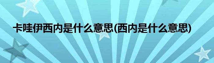 卡哇伊西内是什么意思(西内是什么意思)