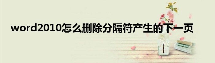word2010怎么删除分隔符产生的下一页