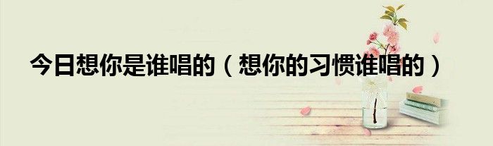 今日想你是谁唱的（想你的习惯谁唱的）