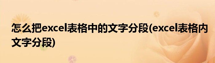 怎么把excel表格中的文字分段(excel表格内文字分段)