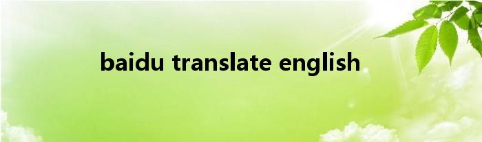 baidu translate english