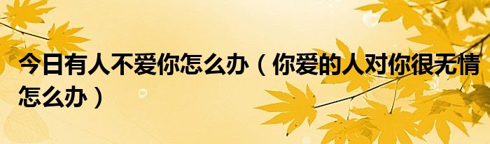 今日有人不爱你怎么办（你爱的人对你很无情怎么办）