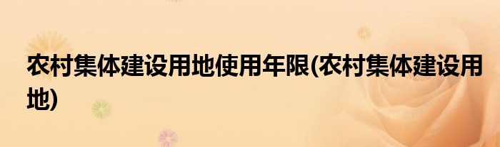 农村集体建设用地使用年限(农村集体建设用地)