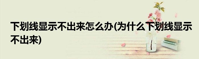 下划线显示不出来怎么办(为什么下划线显示不出来)