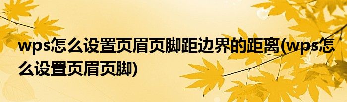 wps怎么设置页眉页脚距边界的距离(wps怎么设置页眉页脚)