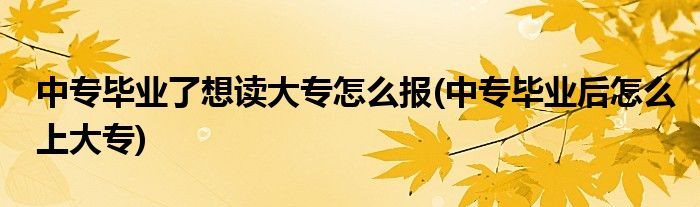 中专毕业了想读大专怎么报(中专毕业后怎么上大专)