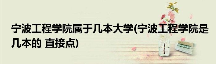 宁波工程学院属于几本大学(宁波工程学院是几本的 直接点)