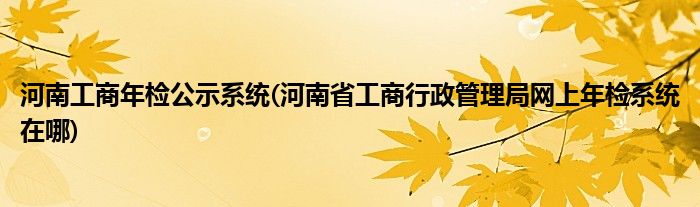 河南工商年检公示系统(河南省工商行政管理局网上年检系统在哪)