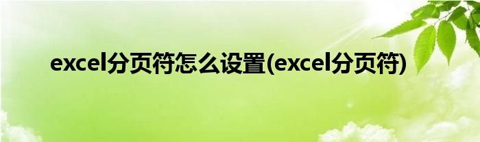 excel分页符怎么设置(excel分页符)