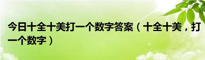 今日十全十美打一个数字答案（十全十美，打一个数字）