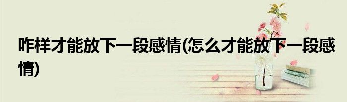 咋样才能放下一段感情(怎么才能放下一段感情)