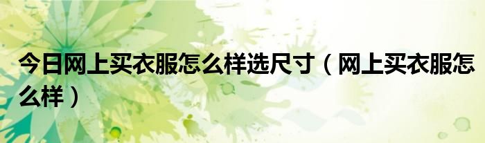 今日网上买衣服怎么样选尺寸（网上买衣服怎么样）