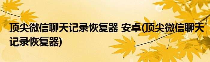 顶尖微信聊天记录恢复器 安卓(顶尖微信聊天记录恢复器)