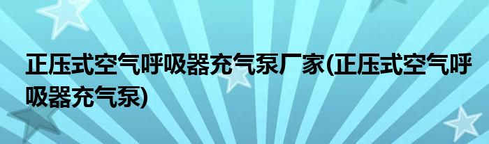 正压式空气呼吸器充气泵厂家(正压式空气呼吸器充气泵)