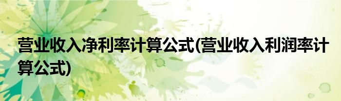 营业收入净利率计算公式(营业收入利润率计算公式)
