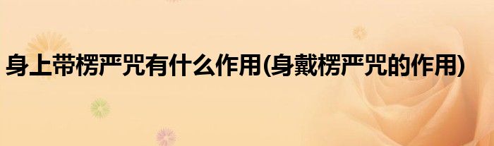 身上带楞严咒有什么作用(身戴楞严咒的作用)