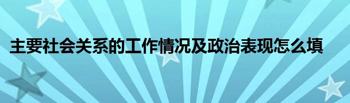 主要社会关系的工作情况及政治表现怎么填