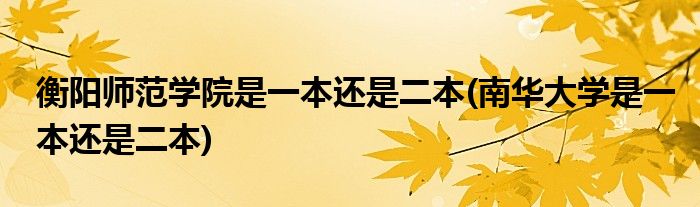 衡阳师范学院是一本还是二本(南华大学是一本还是二本)