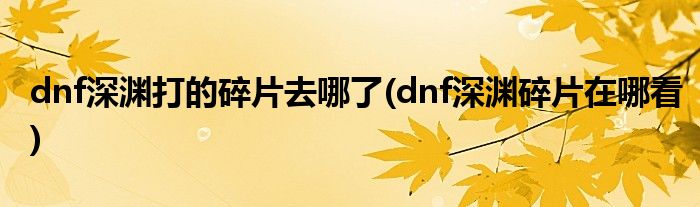 dnf深渊打的碎片去哪了(dnf深渊碎片在哪看)