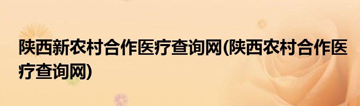陕西新农村合作医疗查询网(陕西农村合作医疗查询网)