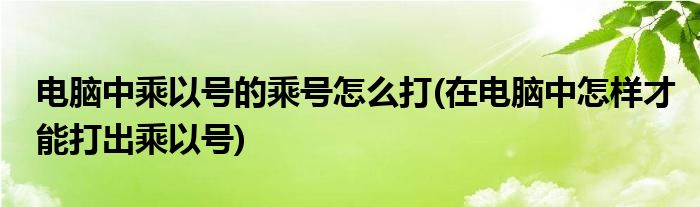 电脑中乘以号的乘号怎么打(在电脑中怎样才能打出乘以号)