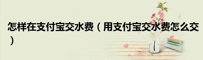 怎样在支付宝交水费（用支付宝交水费怎么交）
