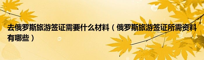 去俄罗斯旅游签证需要什么材料（俄罗斯旅游签证所需资料有哪些）