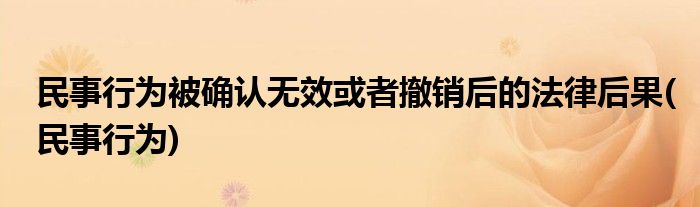 民事行为被确认无效或者撤销后的法律后果(民事行为)