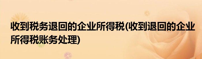 收到税务退回的企业所得税(收到退回的企业所得税账务处理)