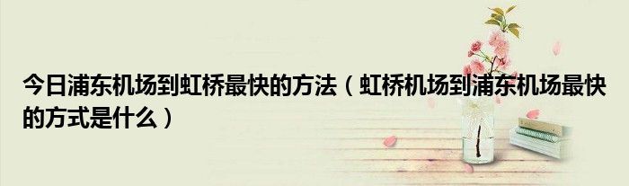 今日浦东机场到虹桥最快的方法（虹桥机场到浦东机场最快的方式是什么）