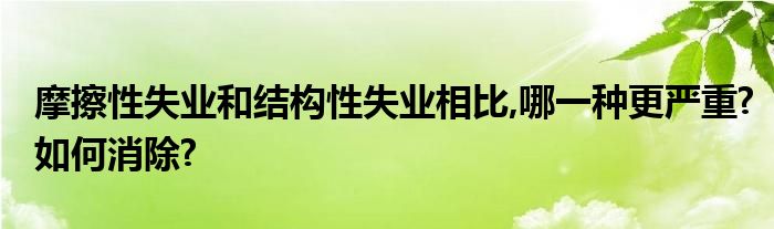 摩擦性失业和结构性失业相比,哪一种更严重?如何消除?