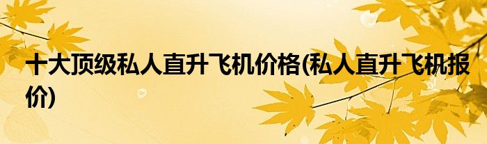 十大顶级私人直升飞机价格(私人直升飞机报价)