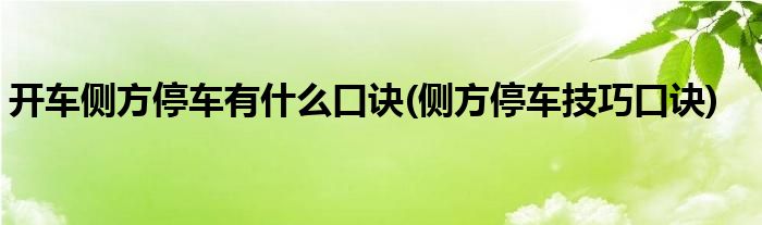 开车侧方停车有什么口诀(侧方停车技巧口诀)