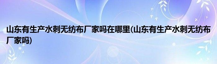 山东有生产水刺无纺布厂家吗在哪里(山东有生产水刺无纺布厂家吗)
