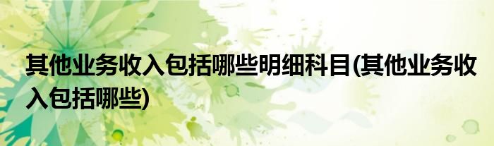 其他业务收入包括哪些明细科目(其他业务收入包括哪些)