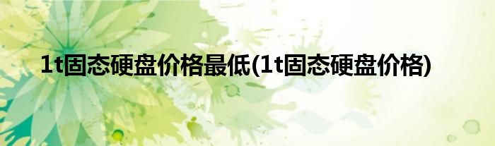 1t固态硬盘价格最低(1t固态硬盘价格)
