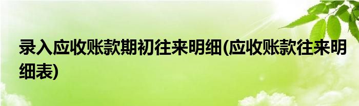 录入应收账款期初往来明细(应收账款往来明细表)