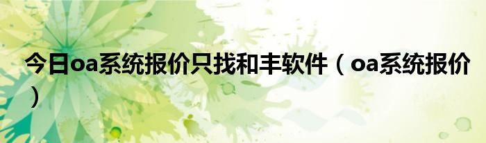 今日oa系统报价只找和丰软件（oa系统报价）