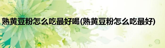 熟黄豆粉怎么吃最好喝(熟黄豆粉怎么吃最好)