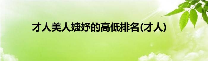 才人美人婕妤的高低排名(才人)