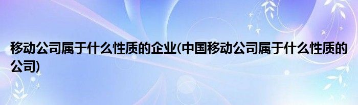 移动公司属于什么性质的企业(中国移动公司属于什么性质的公司)