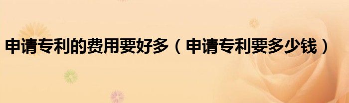 申请专利的费用要好多（申请专利要多少钱）