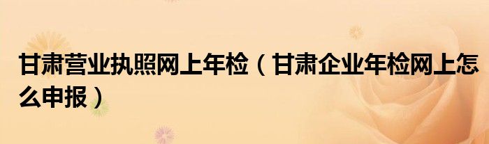 甘肃营业执照网上年检（甘肃企业年检网上怎么申报）